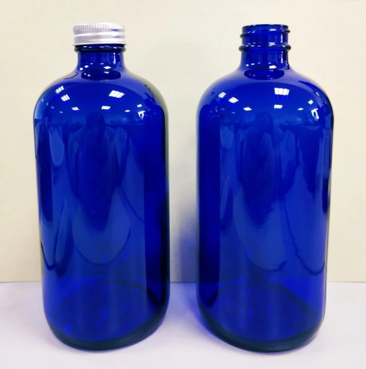 15ml 30ml 60ml 120ml 250ml 500ml 1000ml Cobalt Blue or Amber Boston Round Glass Bottle