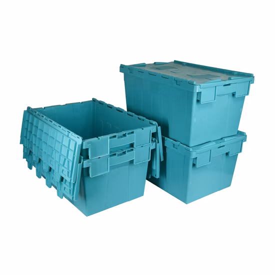 Pharmaceutical Heavy Duty Logistic Plastic Stack Nest Storage Moving Attached Lid Containers